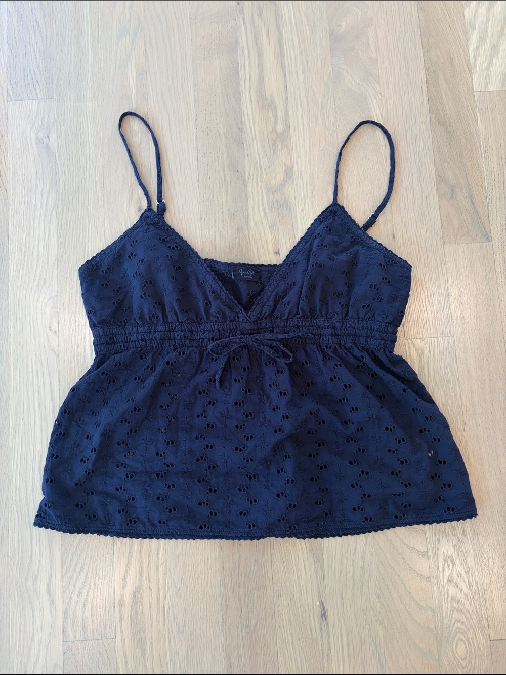 Brandy Melville John Galt Navy Eyelet Spaghetti Strap Tank Top